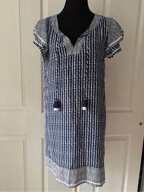 Vineyard Vines Navy and White Patterned Shift Small